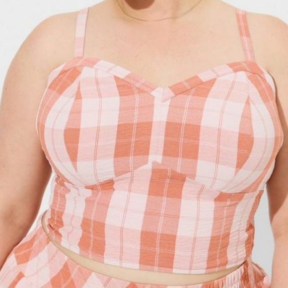 Torrid Size 3 Seersucker Plaid Crop Top - Picture 3 of 4